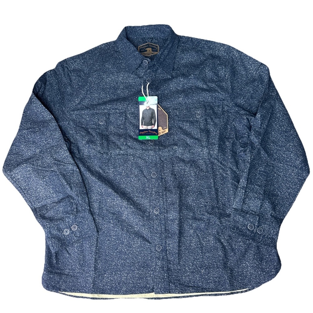 Freedom Foundry Flannel Men's  XL Blue Button-Up Fleece Shirt  2 Pockets